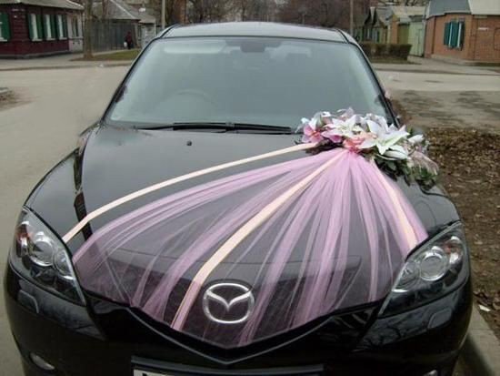 Svadobná výzdoba na auto rúžová A 082