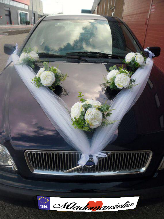 Svadobná výzdoba na auto biela A 086