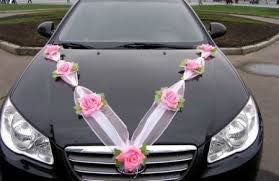 Svadobná výzdoba na auto s ružovými ružičkami A 095