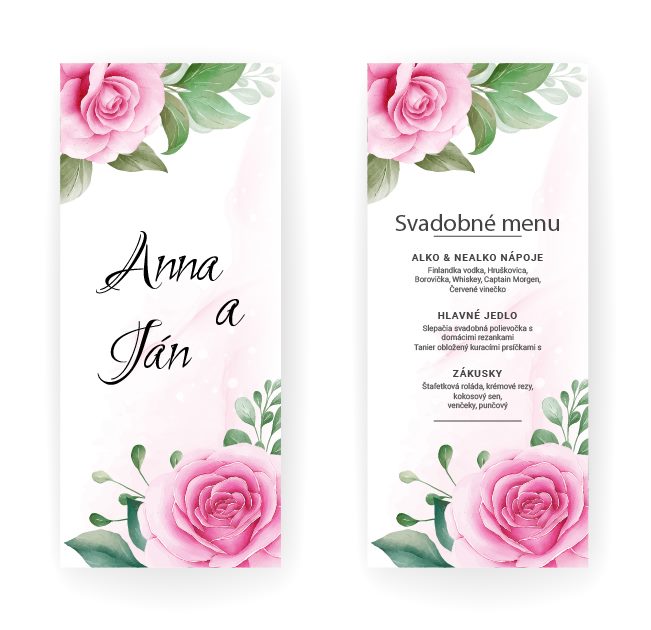 Svadobné menu s ružičkami SM 004