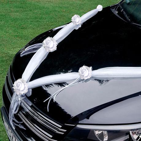 Svadobná výzdoba na auto biela s ružami A 112