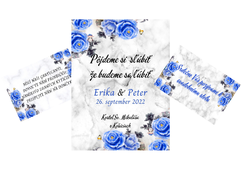 Svadobné oznámenie s modrými kvetinkami SA28