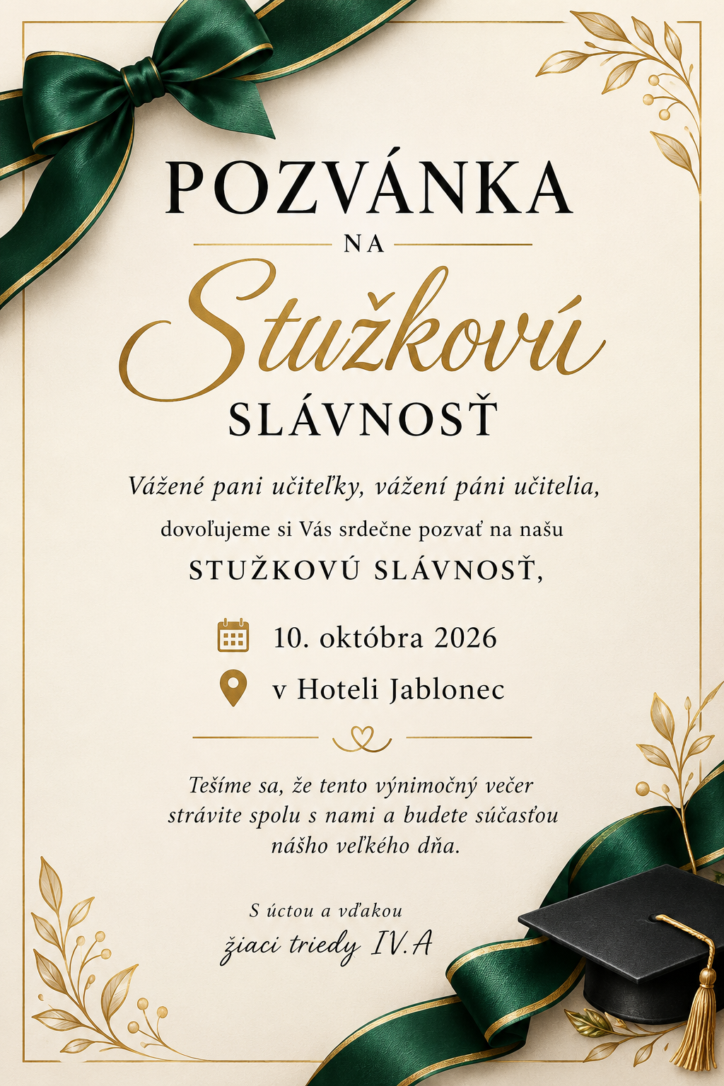 Pozvánka na stužkovu