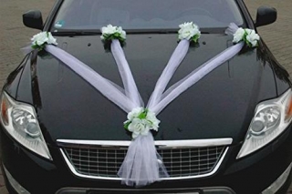 Svadobná výzdoba na auto biela A 027