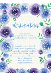 Svadobné oznámenie s modrými ružičkami SO 004