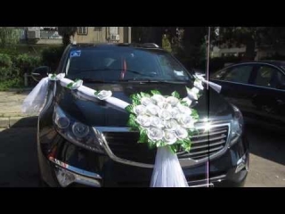 Svadobná výzdoba na auto biela s ružami A 099