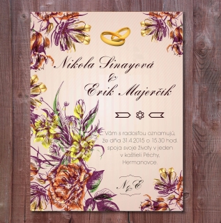 Svadobné oznámenie s kvetinkami SO 038
