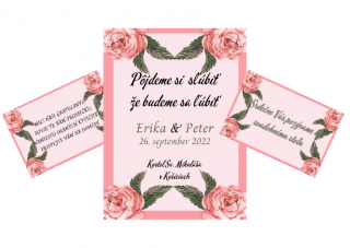 Svadobné oznámenie s rúžovými kvetinkami SA 27
